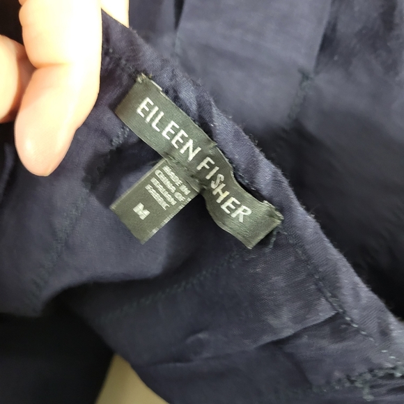 Eileen Fisher Navy Blue Linen High Low Sleeveless Dress size Medium - Picture 7 of 9